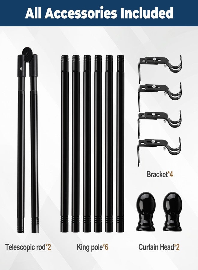 EUIJOIP 27-68" Adjustable L-Shaped Corner Curtain Rod - 1 INCH Foldable Heavy-Duty Rustproof L Shaped Curtain Rod, Space-Saving for Bay/Studio/Kitchen (Glossy Black) - Image 4